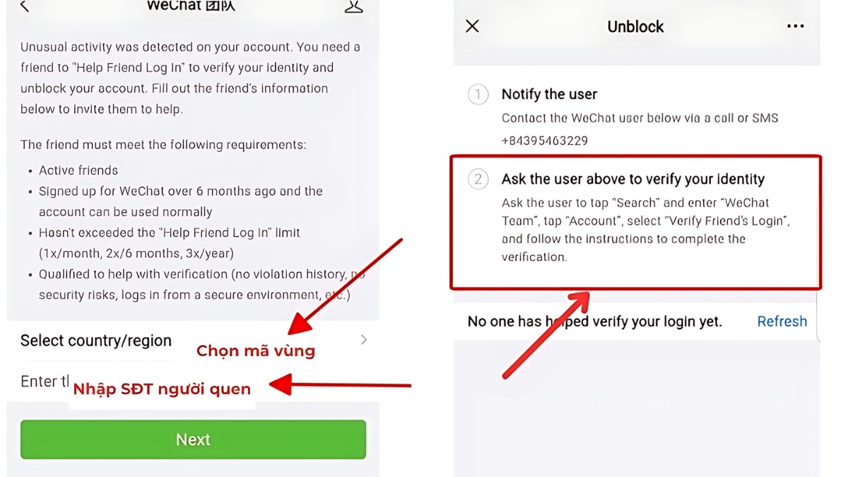 Cách mở tài khoản Wechat bị chặn sử dụng SĐT Trung Quốc - bước 3
