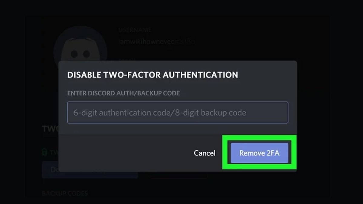 Hướng dẫn cách tắt xác thực 2FA trên Discord - bước 3