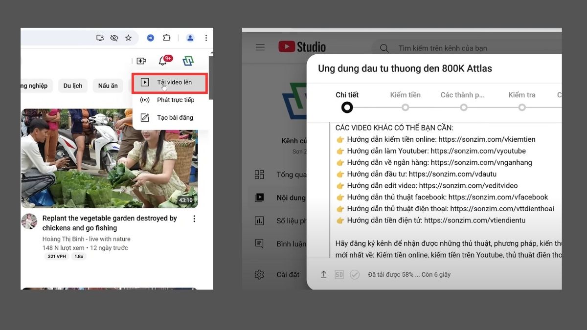 Cách gắn thẻ video khi đăng tải nội dung mới trên Youtube Shopping - bước 1