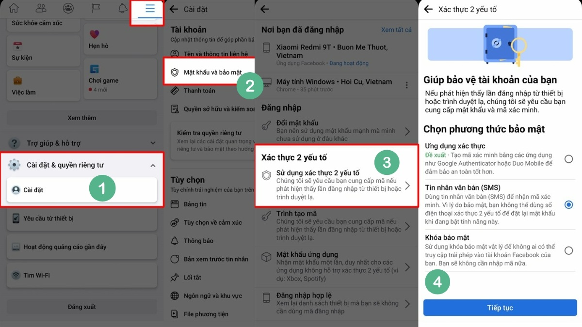 Cách kích hoạt 2FA trên Facebook app