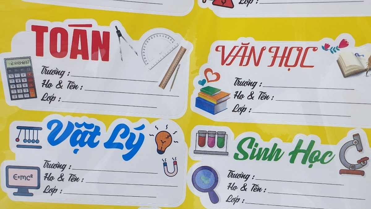 mẫu nhãn vở đẹp trên word môn toán và văn