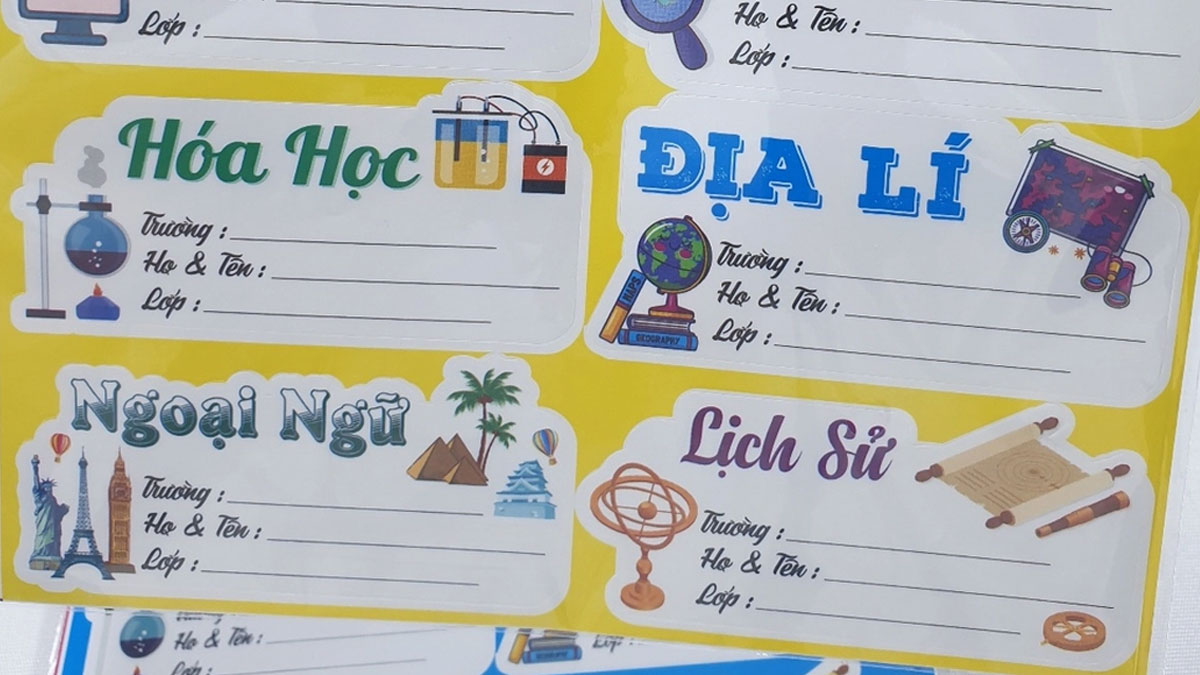 mẫu nhãn vở thịnh hành về môn học