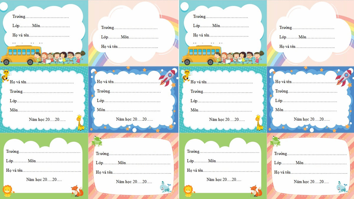 các mẫu nhãn vở đẹp