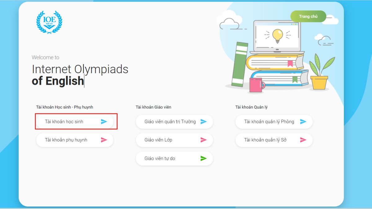 Đăng ký cuộc thi Olympic Tiếng Anh trên Internet bước 2