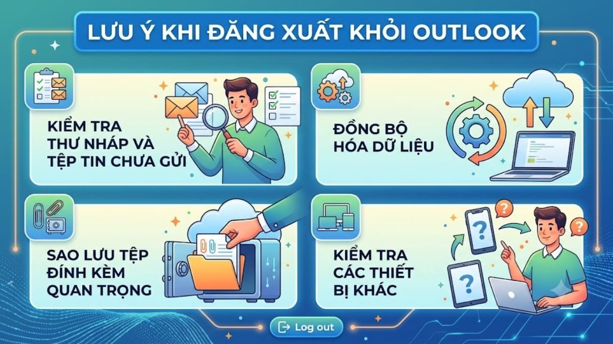 Lưu ý khi đăng xuất khỏi Outlook
