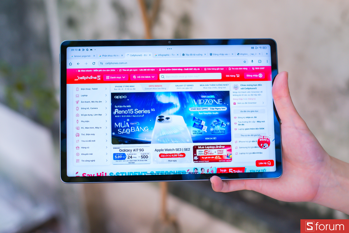 Viền màn hình của Yoga Tab được thiết kế tương đối mỏng với tỷ lệ hiển thị đạt 88%