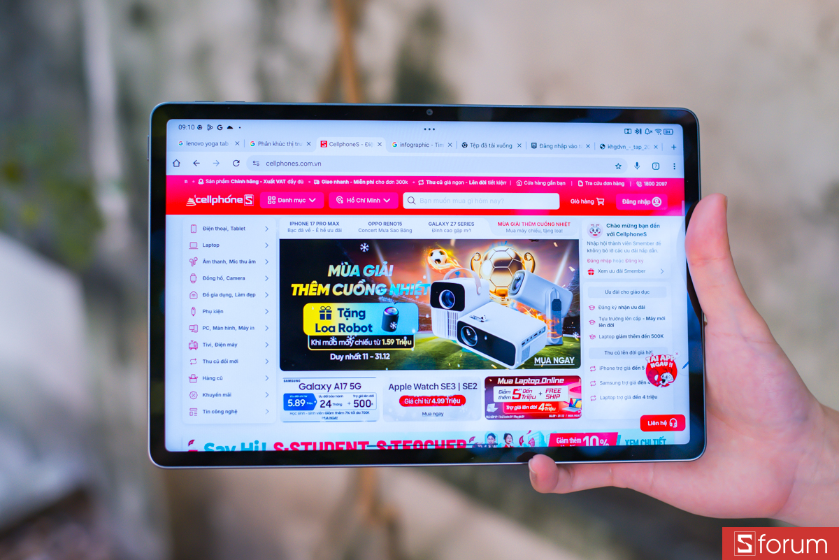 Lenovo Yoga Tab được trang bị viên pin 8860mAh đi kèm sạc nhanh 45W