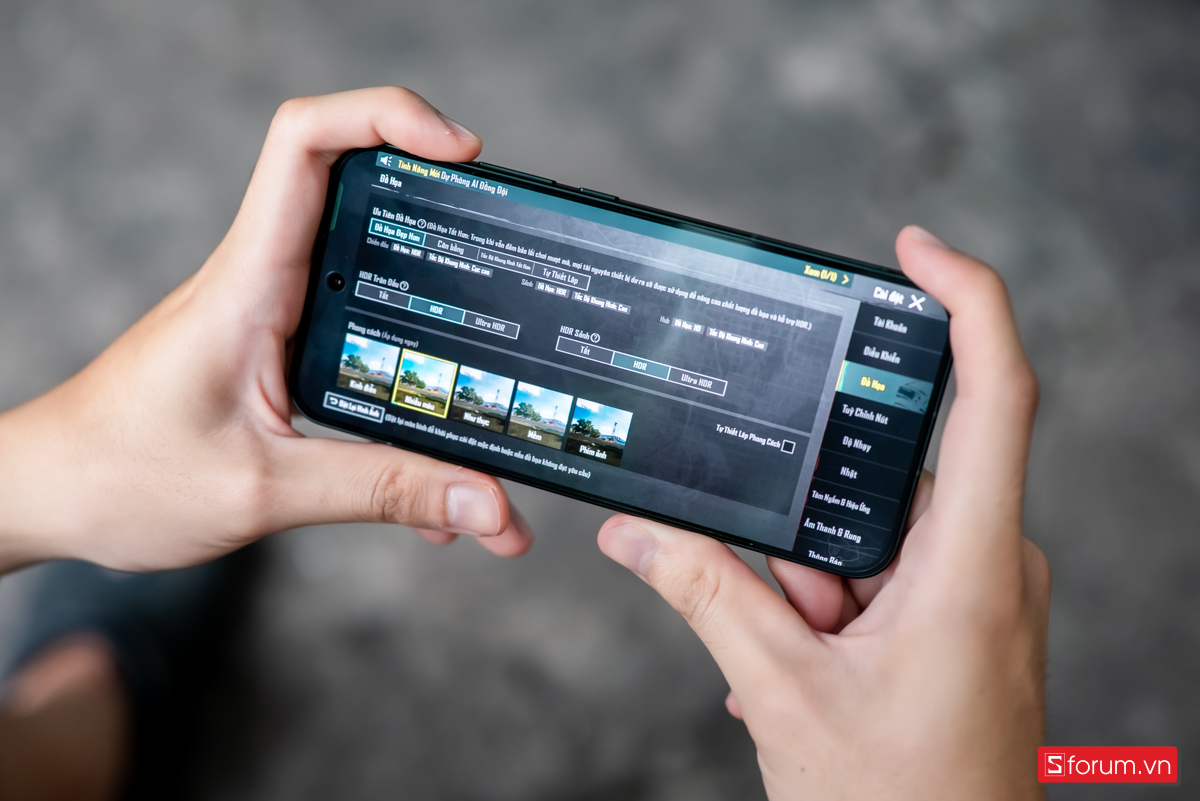 PUBG Mobile, ở thiết lập HDR và tốc độ khung hình Cao, trải nghiệm bắn, lái xe mượt mà
