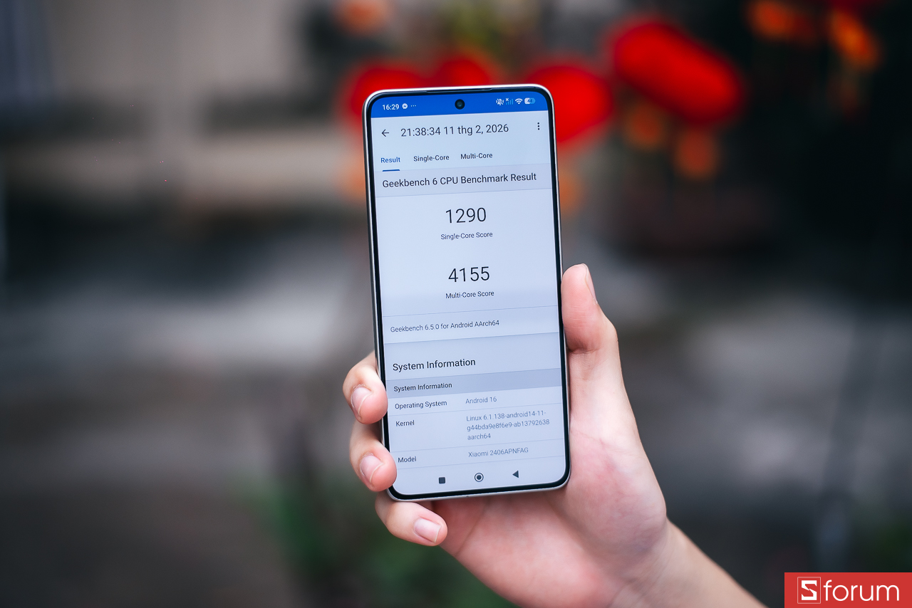 Với Geekbnech 6, máy cũng đạt điểm số cực kỳ cao.