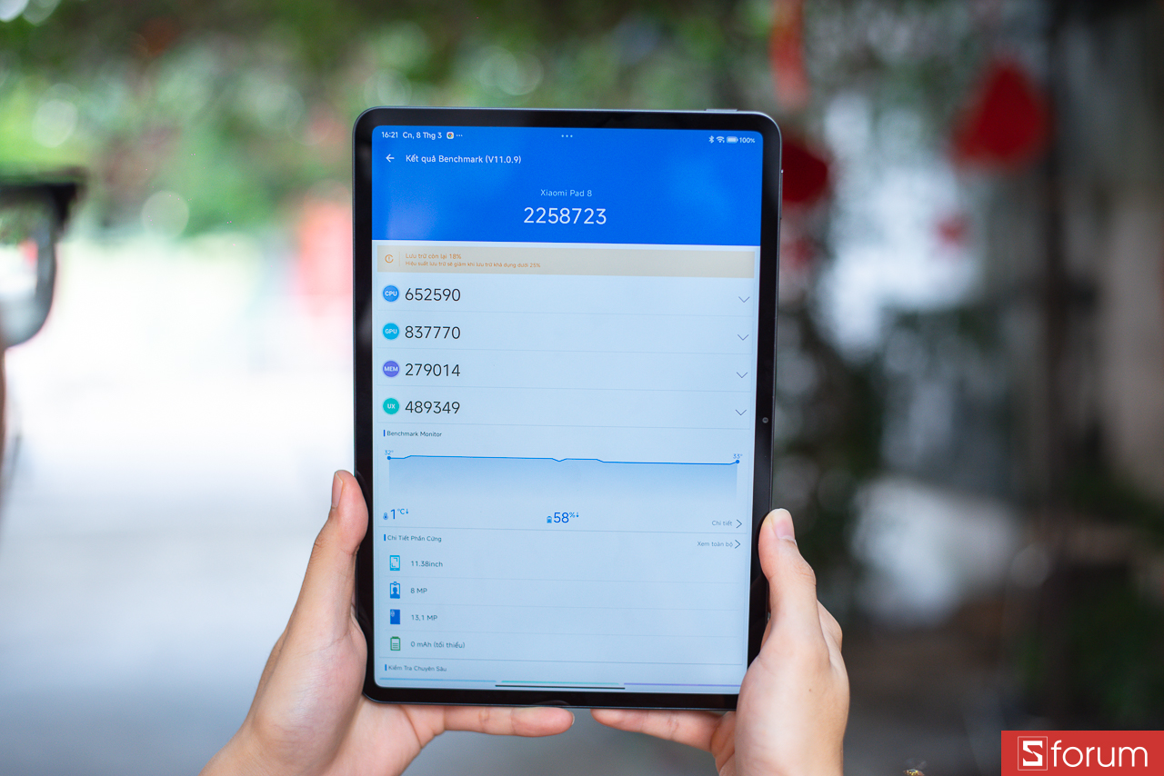 Điểm hiệu năng Xiaomi Pad 8 với AnTuTu