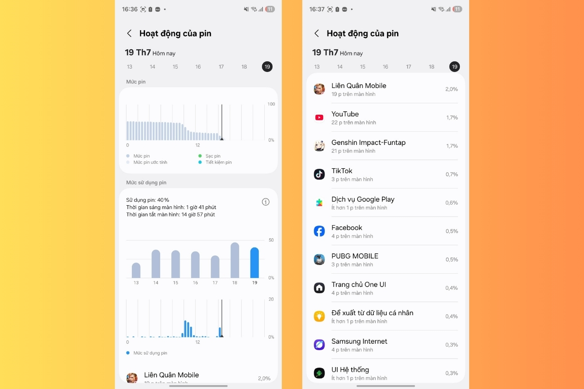 Đánh giá pin Galaxy Z Fold7 trong ngày thứ hai sử dụng (19/7)