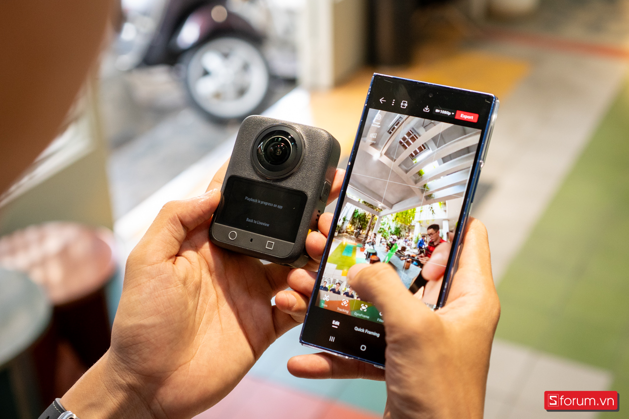 Giao diện của DJI MIMO khi kết nối với DJI Osmo 360 được thiết kế rất trực quan