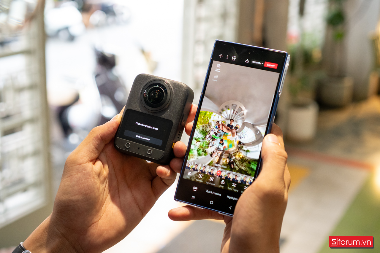Giao diện của DJI MIMO khi kết nối với DJI Osmo 360 được thiết kế rất trực quan