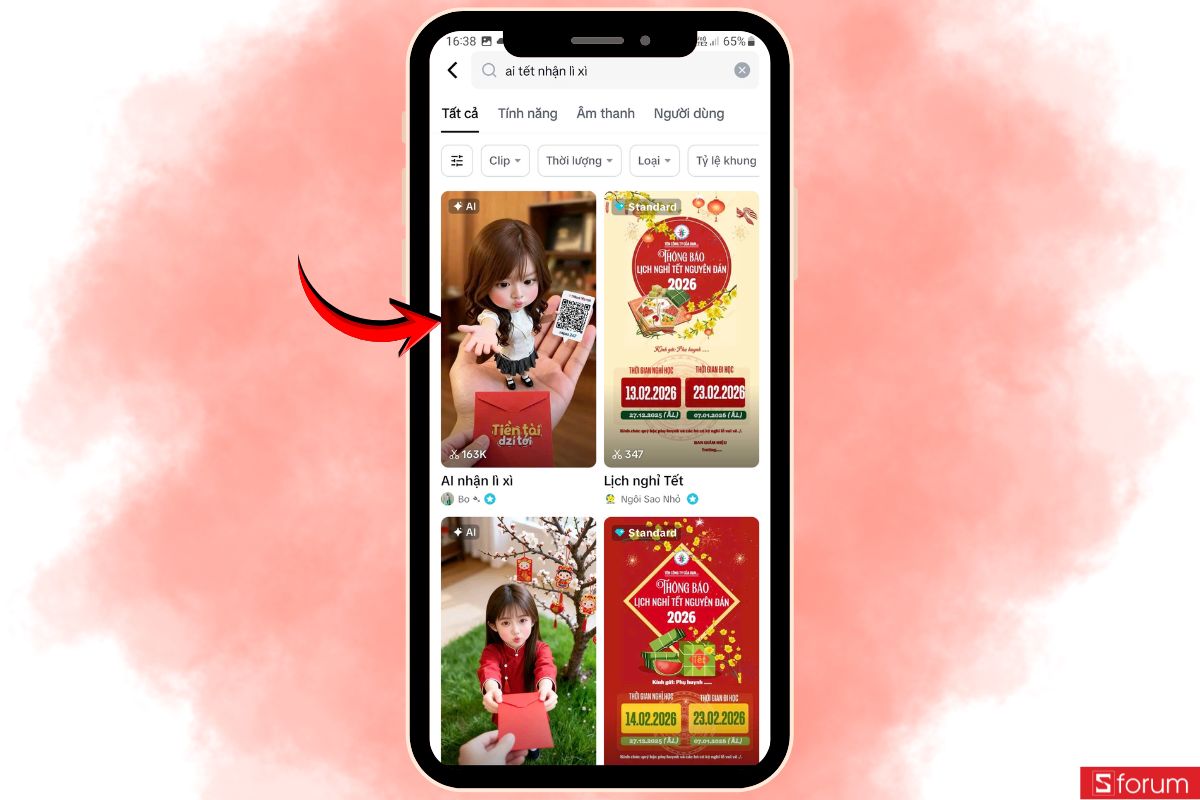 Hướng dẫn chi tiết cách làm video AI nhận lì xì Tết kèm mã QR ngân hàng bằng CapCut 5