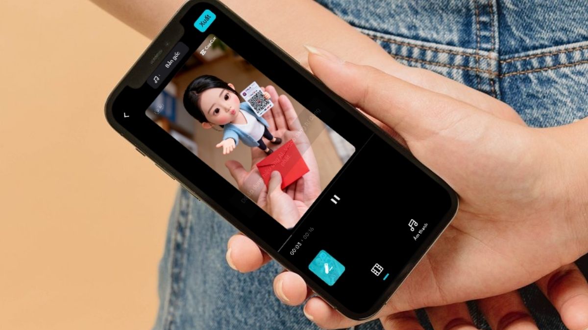 Hướng dẫn chi tiết cách làm video AI nhận lì xì Tết kèm mã QR ngân hàng bằng CapCut bg