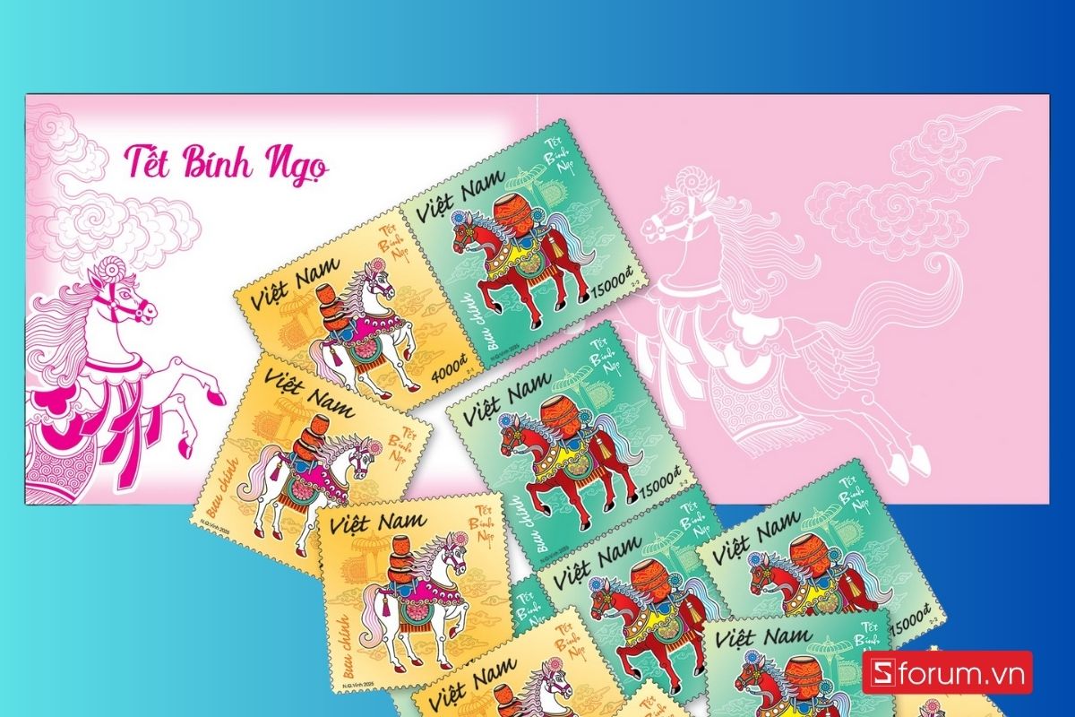 Bộ tem Tết Bính Ngọ 2026 và lời chúc “Mã đáo thành công” đầu xuân 1