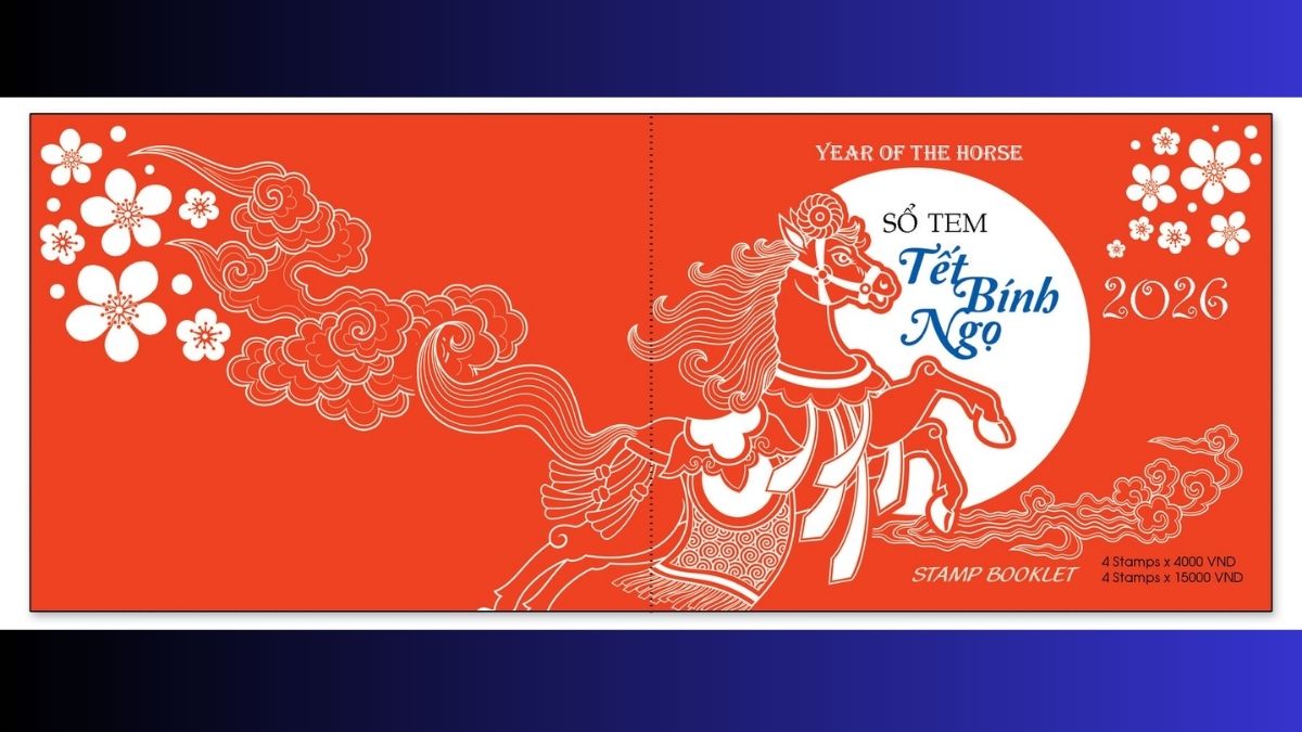 Bộ tem Tết Bính Ngọ 2026 và lời chúc “Mã đáo thành công” đầu xuân bg