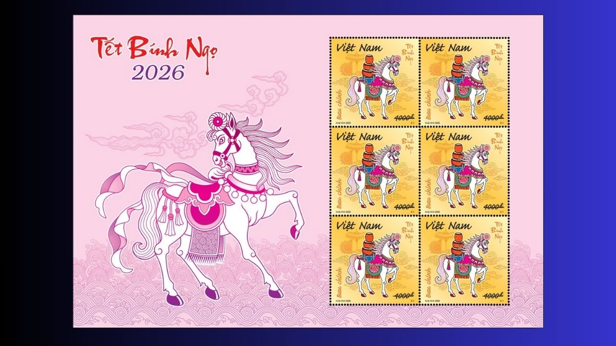 Bộ tem Tết Bính Ngọ 2026 và lời chúc “Mã đáo thành công” đầu xuân