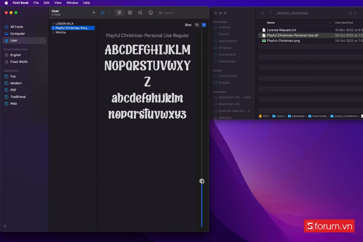 Cài font chữ thủ công bằng Finder