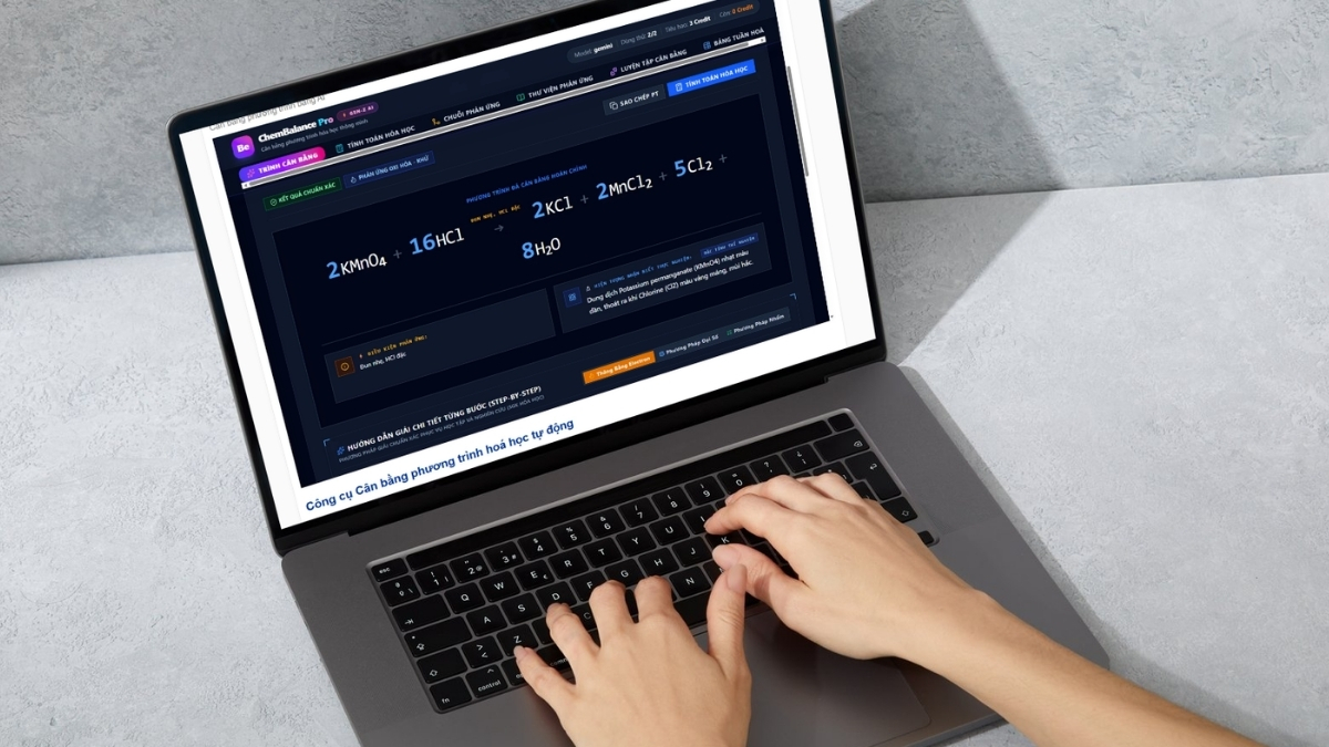 Cân bằng phương trình hoá học tự động bằng tool AI đơn giản trong vài giây bg