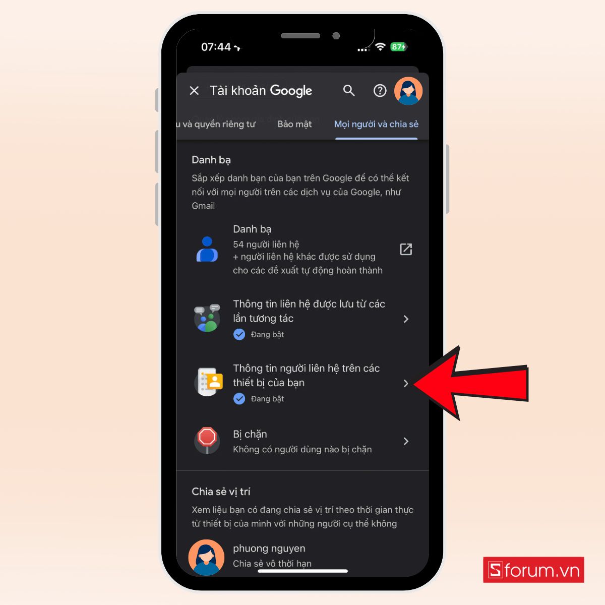 Hướng dẫn bật Thông tin người liên hệ khi chuyển danh bạ từ iPhone sang Android qua Gmail