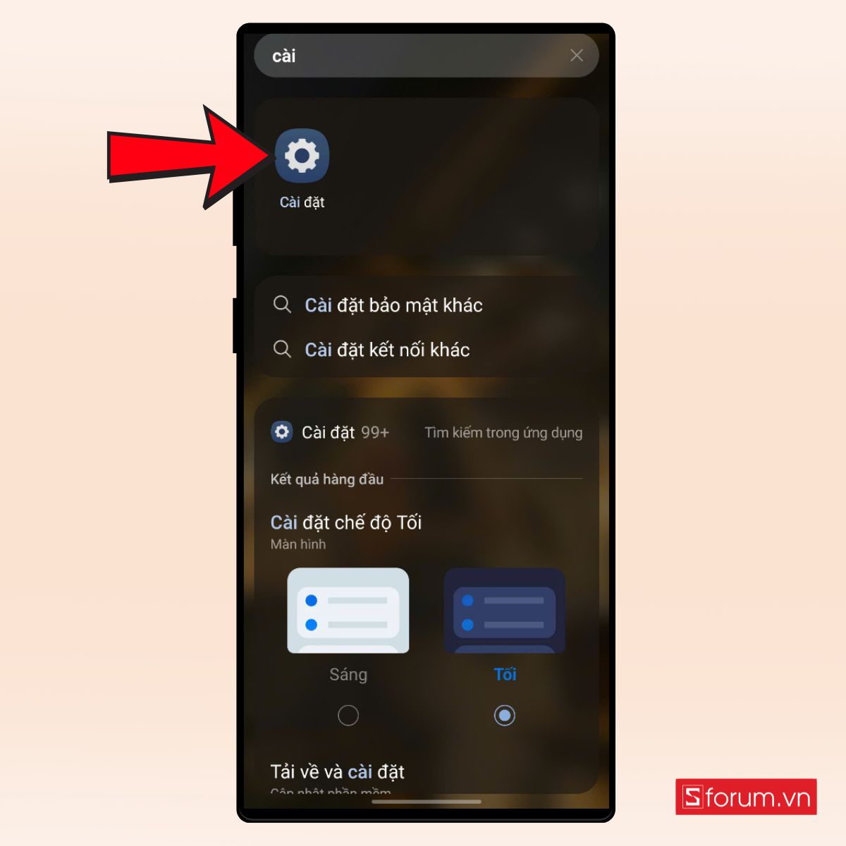 Mở Cài đặt trên Android để đồng bộ danh bạ từ Gmail khi chuyển danh bạ từ iPhone sang Android