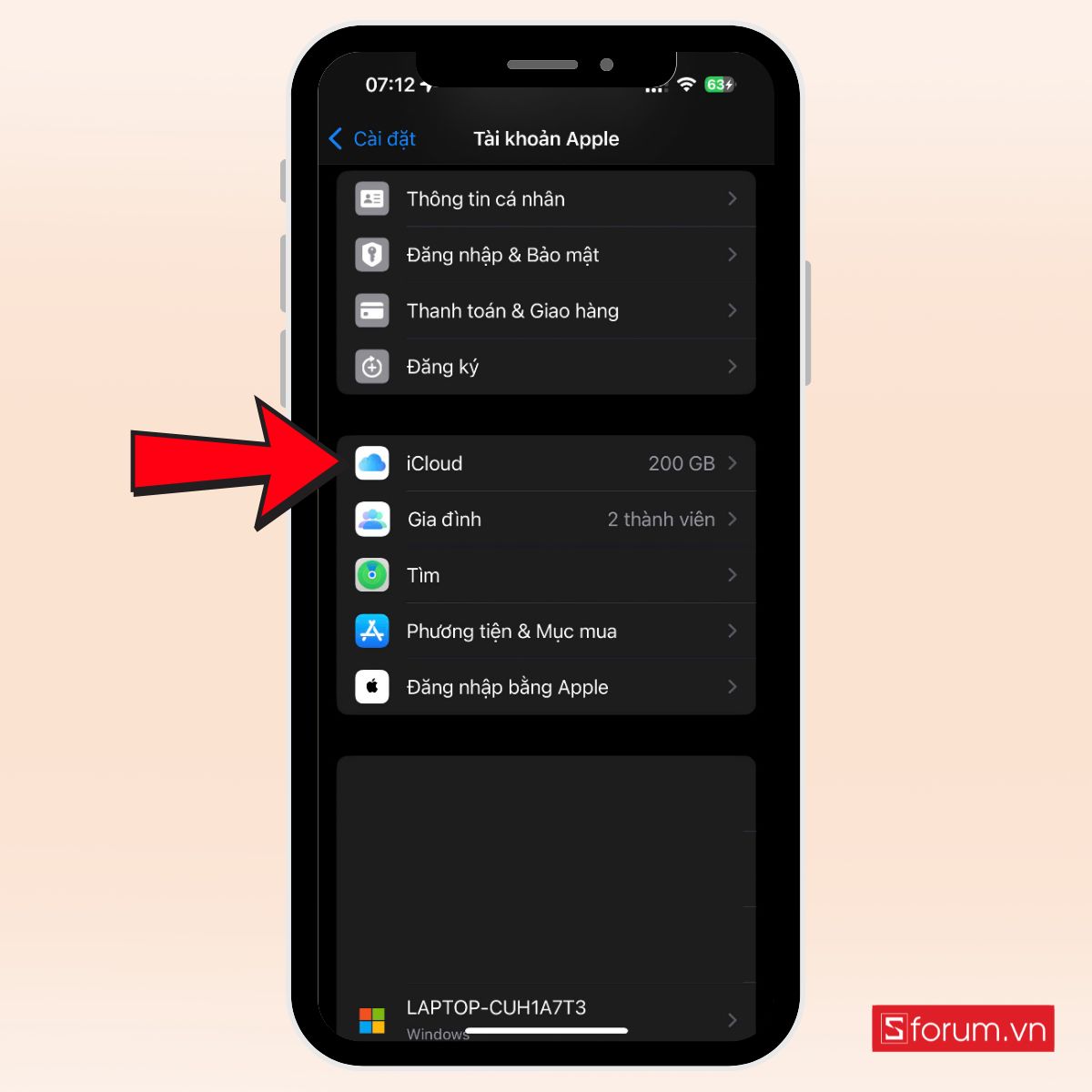 Chọn mục iCloud để bật đồng bộ danh bạ khi chuyển danh bạ từ iPhone sang Android