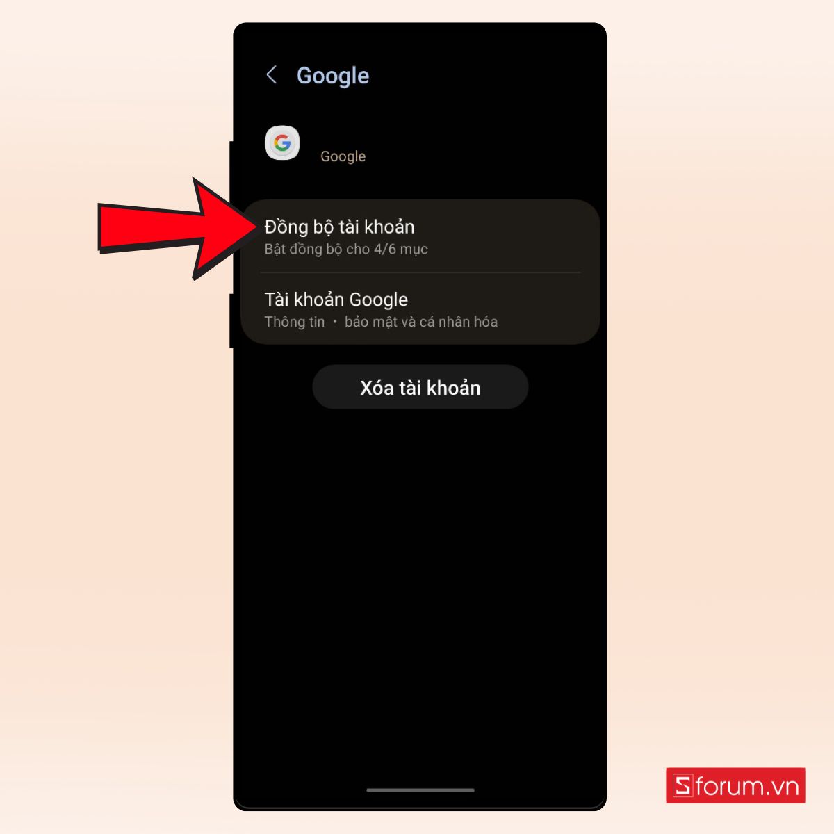 Nhấn vào tài khoản Google trên Android khi chuyển danh bạ từ iPhone sang Android
