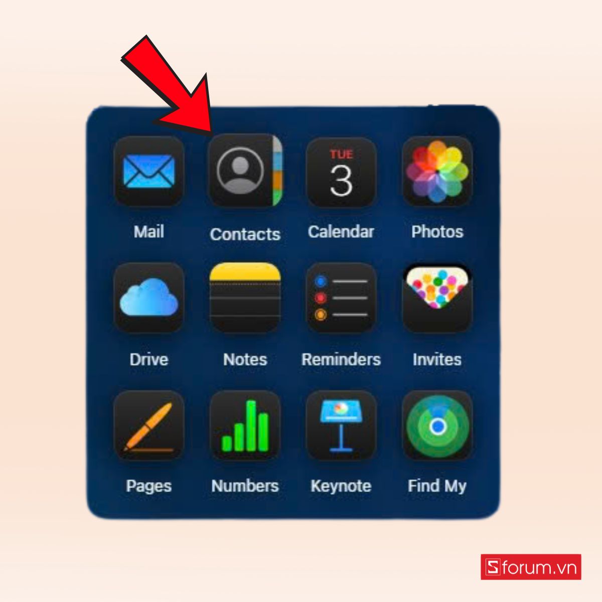 Nhấp vào Contacts trên iCloud để chuyển danh bạ từ iPhone sang Android