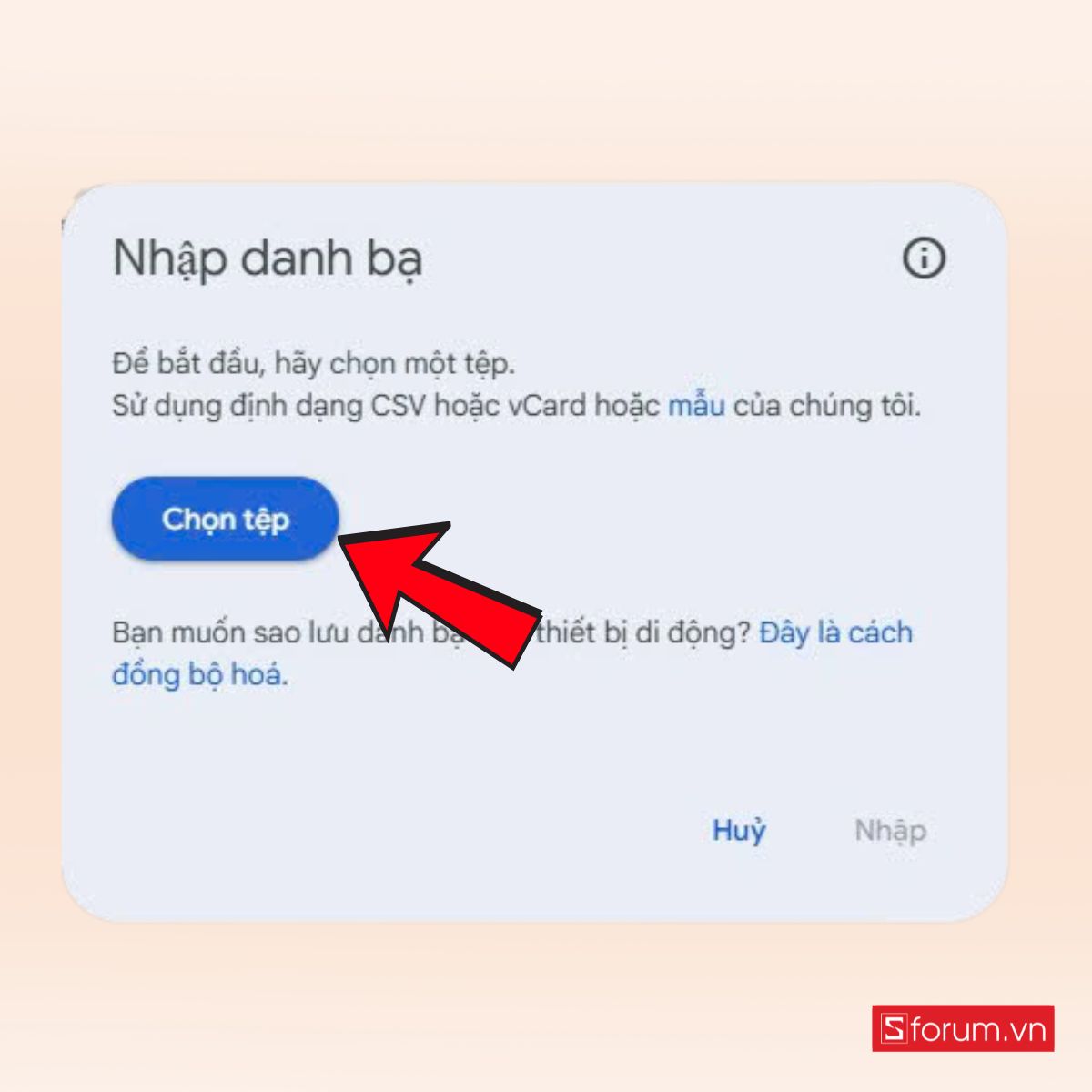 Tải file danh bạ .vcf từ iCloud lên Google Contacts để chuyển danh bạ từ iPhone sang Android