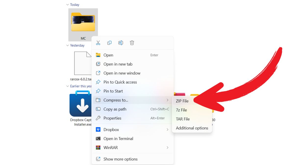 Tạo file ZIP