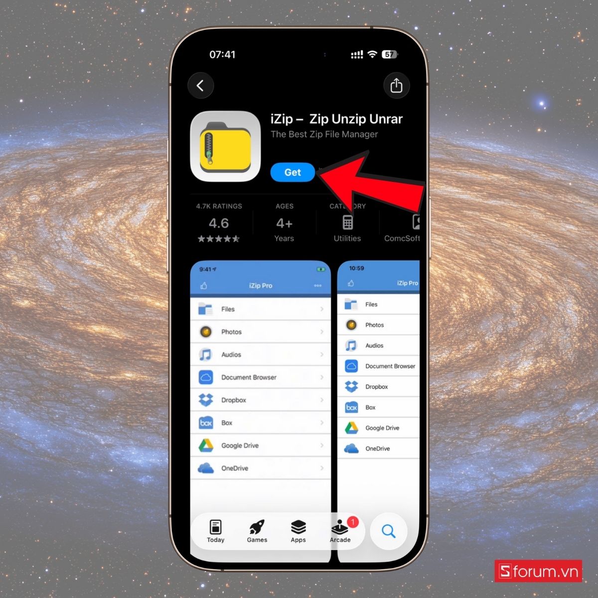 Cách sử dụng phần mềm giải nén file ZIP trên iPhone bằng iZip bước 1