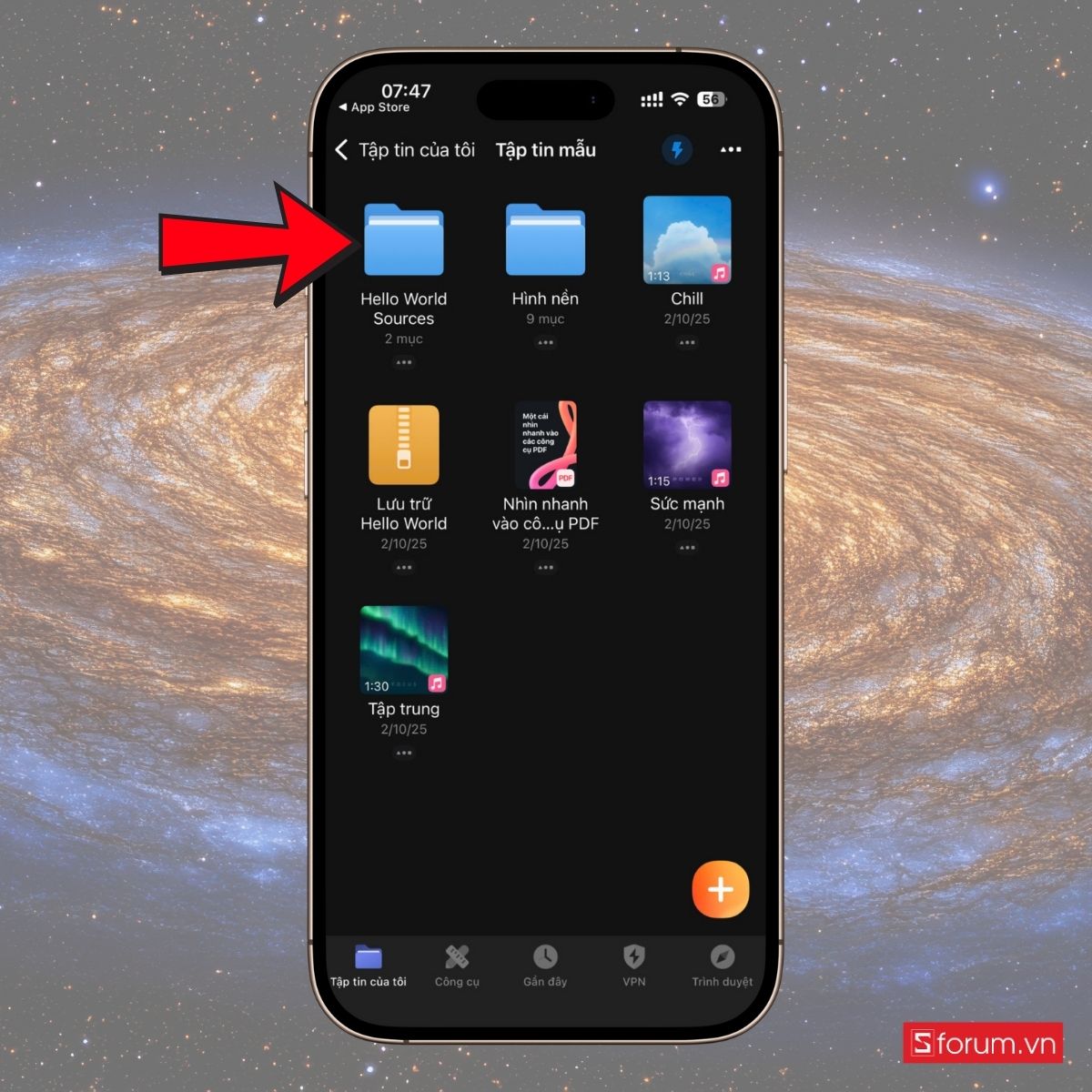 hướng dẫn cách giải nén file zip trên iphone bằng Documents by readdle bước 3