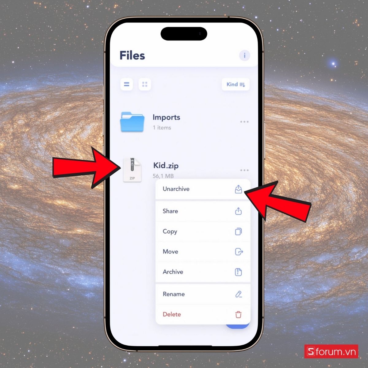 hướng dẫn cách giải nén file zip trên iphone bằng Zip & RAR File Extractor bước 2