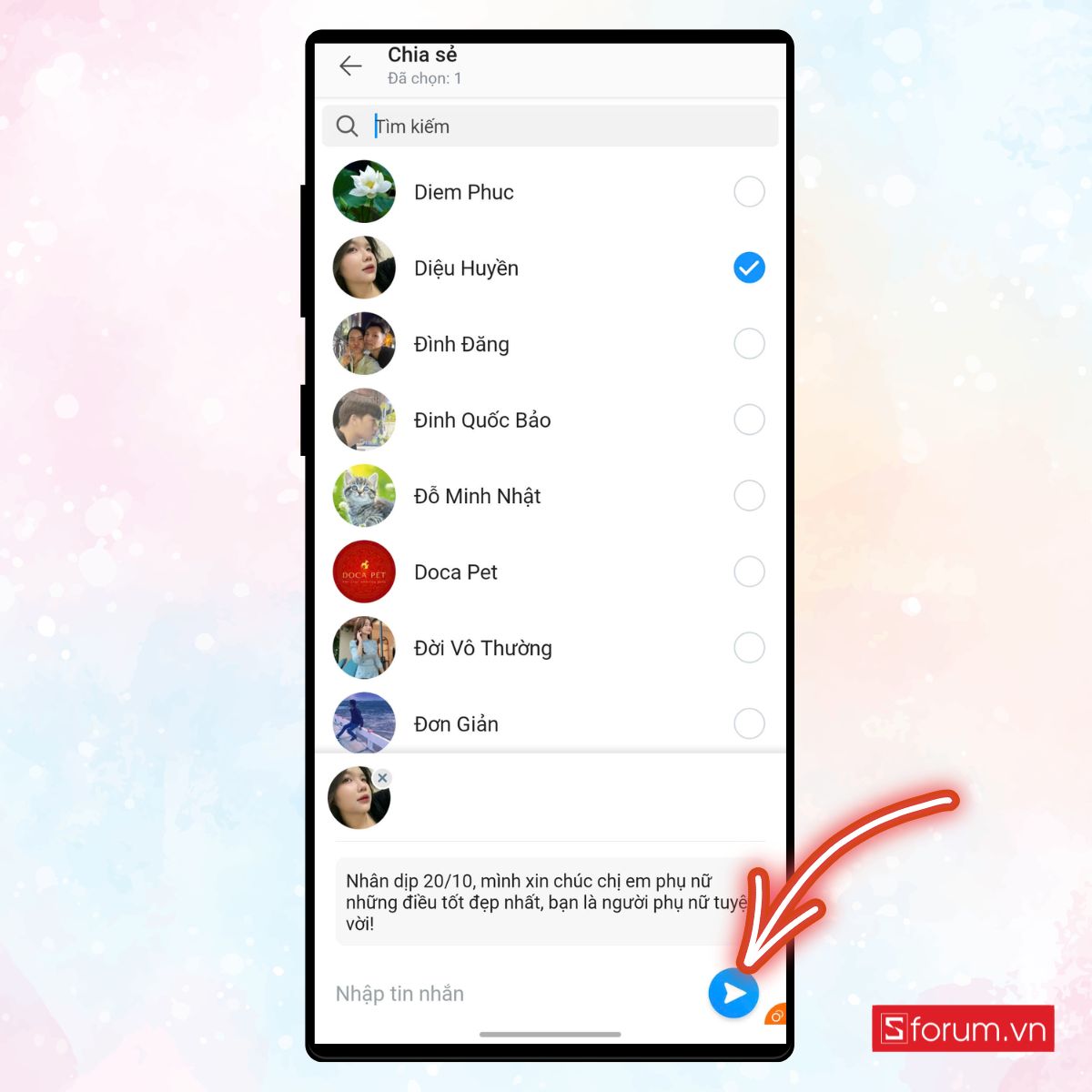 Hướng dẫn gửi lời chúc 20/10 hàng loạt qua Zalo nhanh chóng và ý nghĩa 5