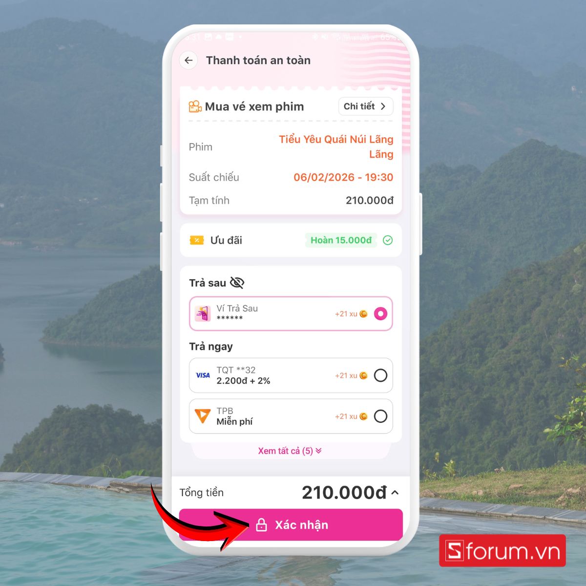 Hướng dẫn đặt vé phim tết trên điện thoại linh hoạt tài chính với Ví Trả Sau MoMo 13