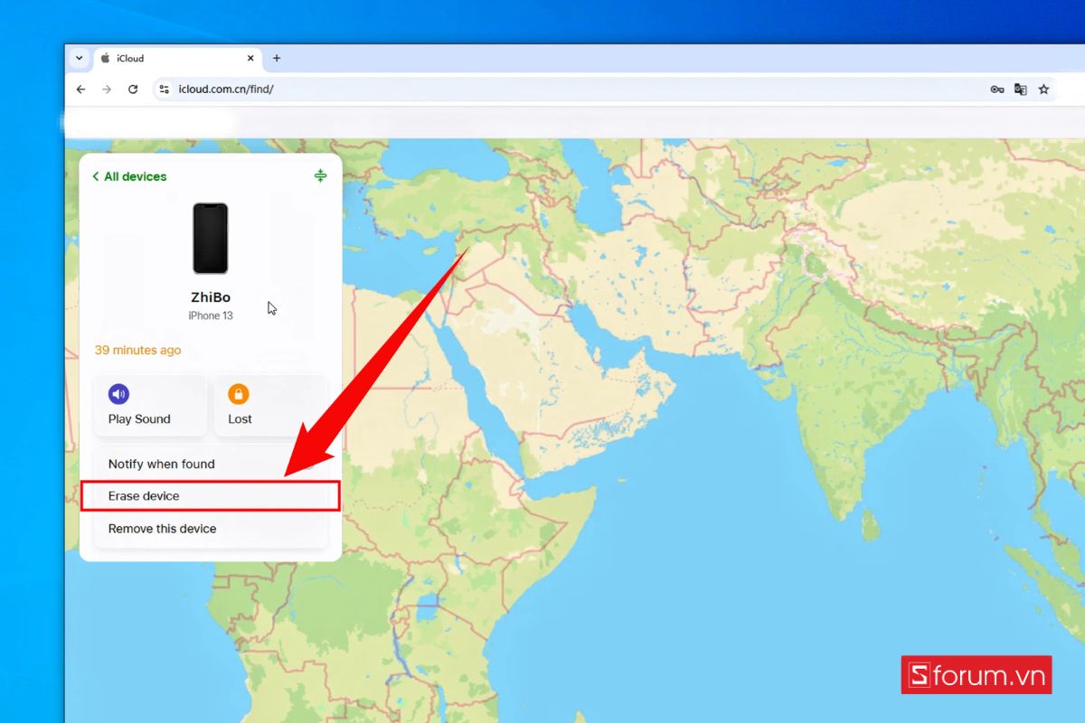 Cách khắc phục iPhone bị khóa bảo mật bằng Find My iphone bước 4