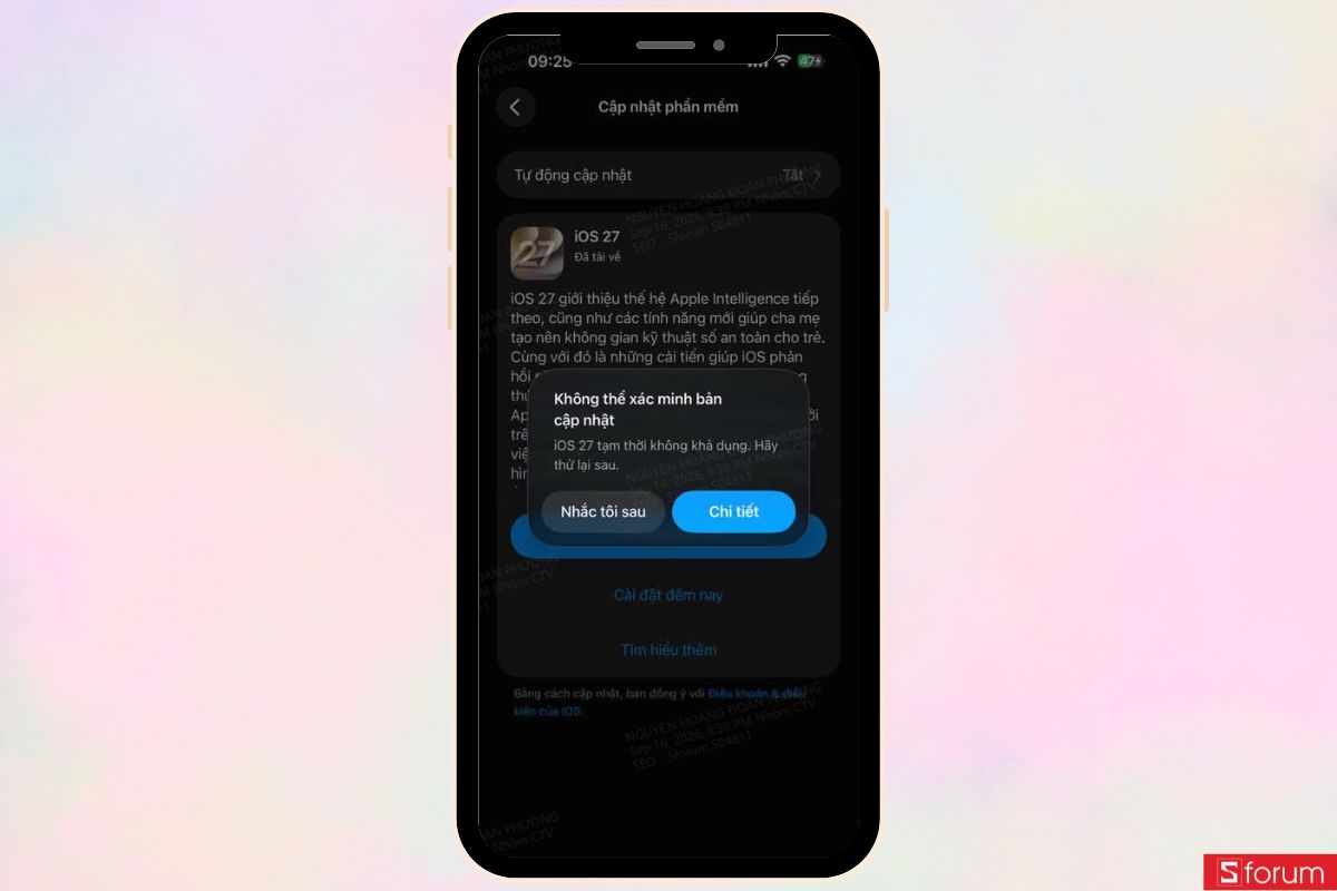 Cách khắc phục lỗi không thể xác minh bản cập nhật iOS 27 trên iPhone 1