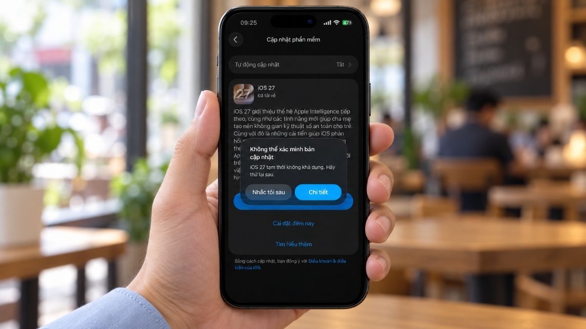 Cách khắc phục lỗi không thể xác minh bản cập nhật iOS 27 trên iPhone bg