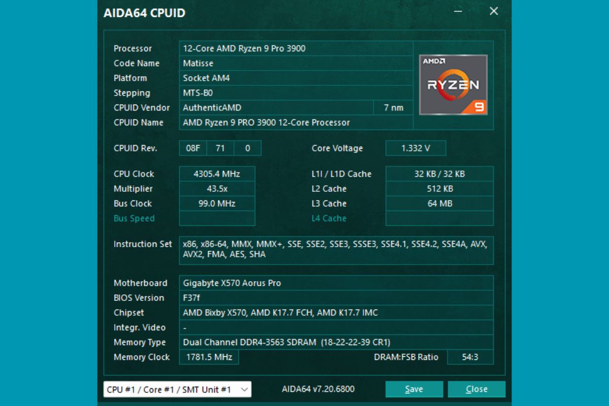 AIDA64 Extreme dùng kiểm tra nhiệt độ CPU thay cho CPU Z