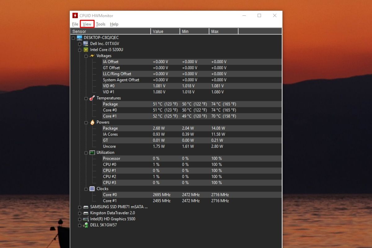 HWMonitor là phần mềm kiểm tra nhiệt độ CPU phổ biến