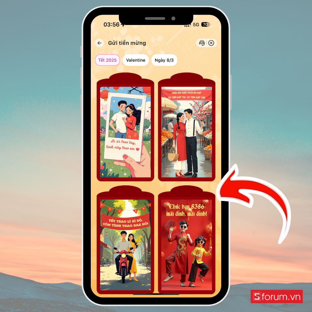 Bước 4: Lựa chọn mẫu bao lì xì yêu thích.