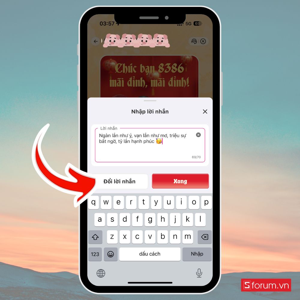 Bước 7: Sử dụng lời chúc từ AI nếu cần.