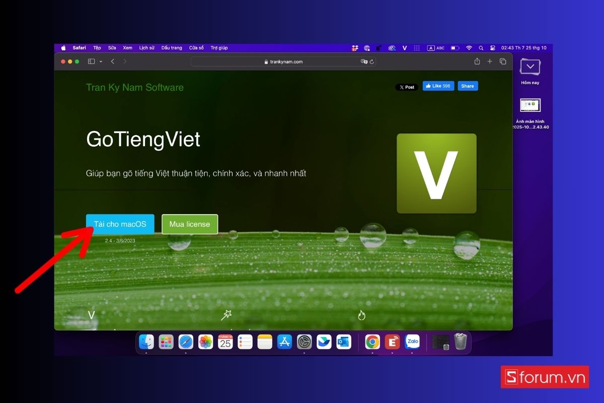 Cài đặt bộ gõ GoTiengViet trên MacBook bước 1