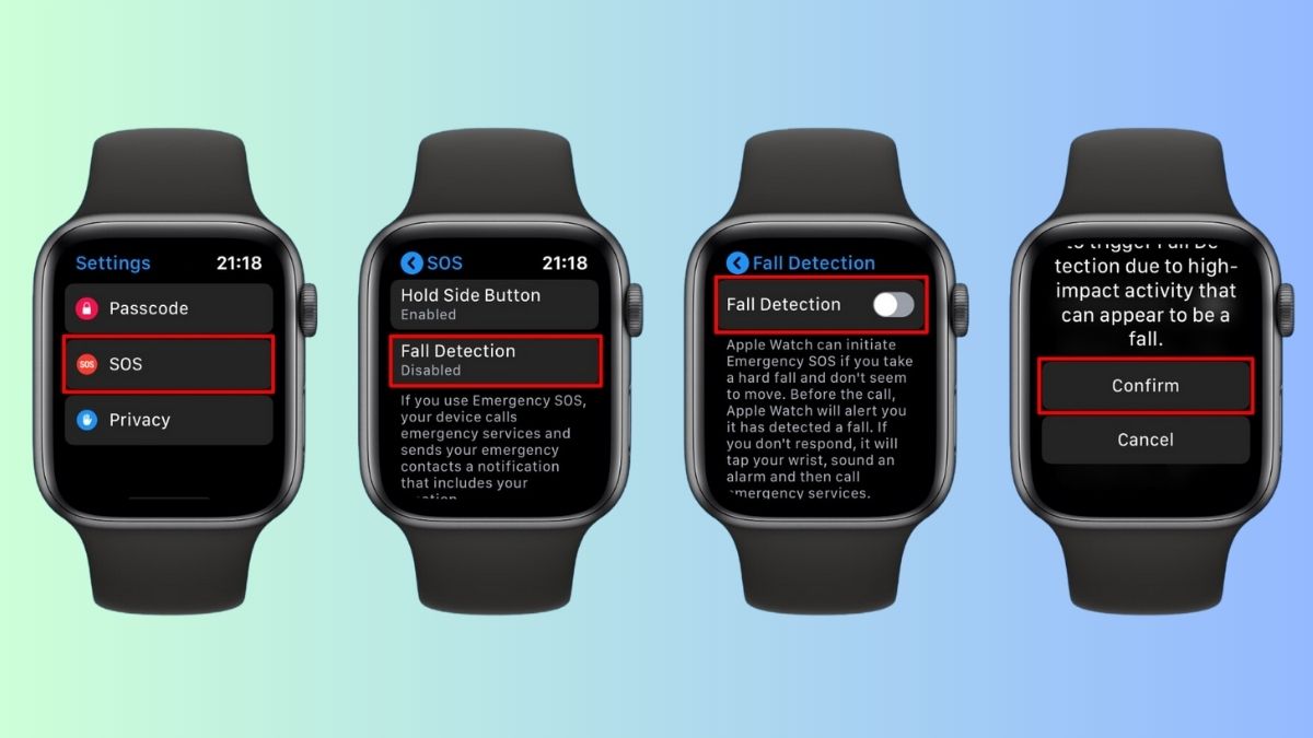 Bật/Tắt tính năng phát hiện ngã trên Apple Watch