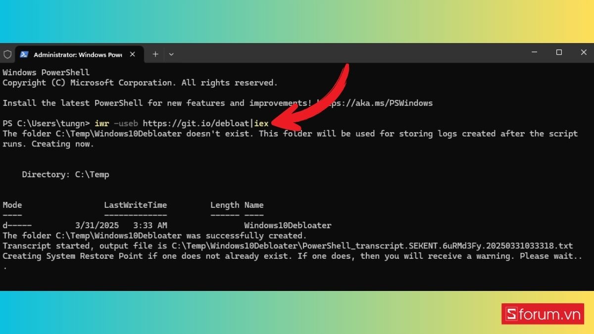 Tối ưu Win 11 bằng cách dùng Windows Debloater bước 2