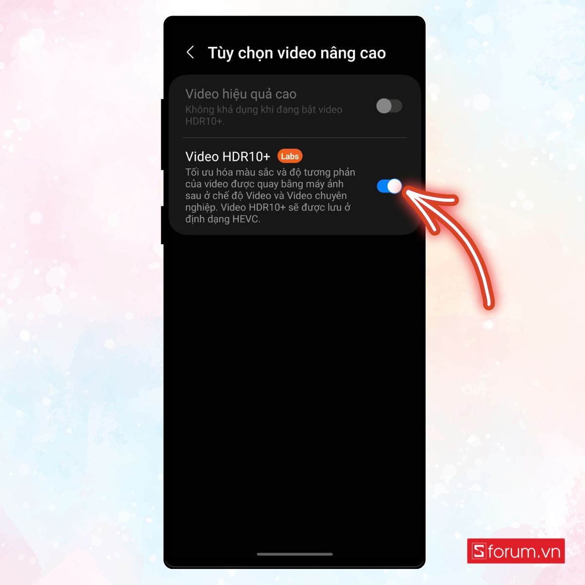 Bật tùy chọn Video HDR10+