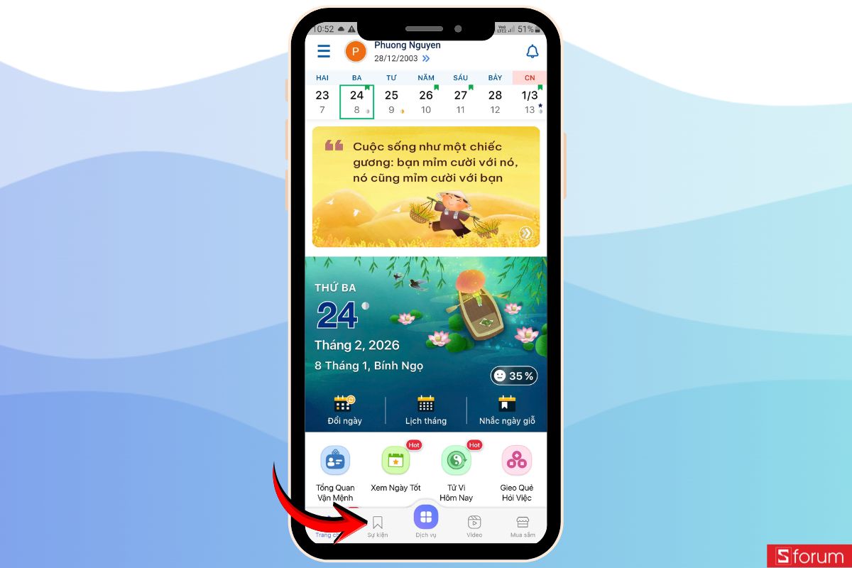 Cách xem lịch nghỉ Giỗ Tổ Hùng Vương trên app Lịch Vạn Niên 2026 nhanh và chính xác 10