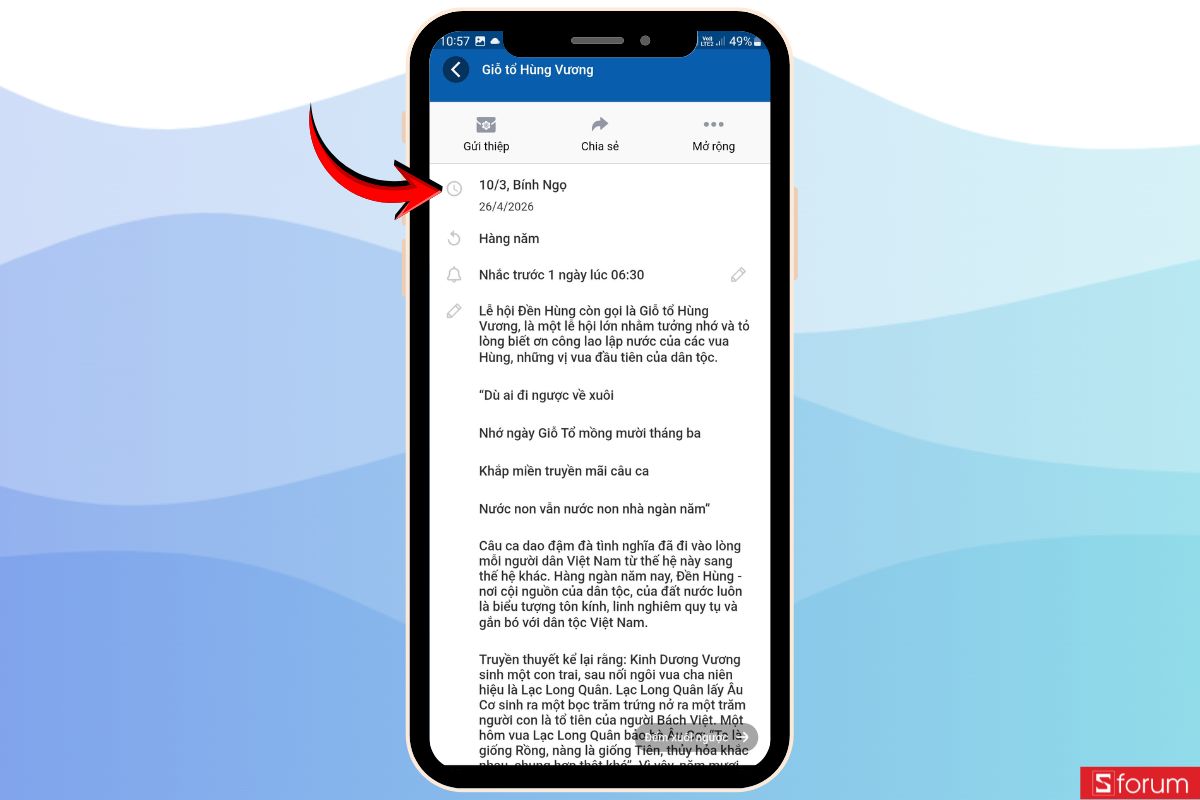 Cách xem lịch nghỉ Giỗ Tổ Hùng Vương trên app Lịch Vạn Niên 2026 nhanh và chính xác 13