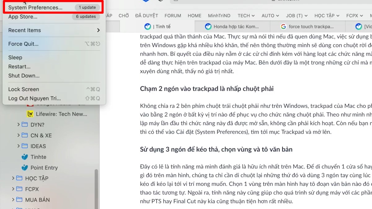 Khắc phục lỗi double click trên chuột cách 4 đối với máy Macbook bước 1